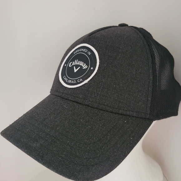 Callaway Golf Black Mesh Adjustable Snapback Hat Cap Athletic Adult Mens - Picture 1 of 5